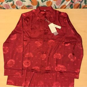 Red Tangzhuang Outfit for Men (Traditional Chinese Formal Wear)